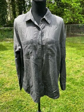 a.n.a Women's Washed Black Button-Down Shirt